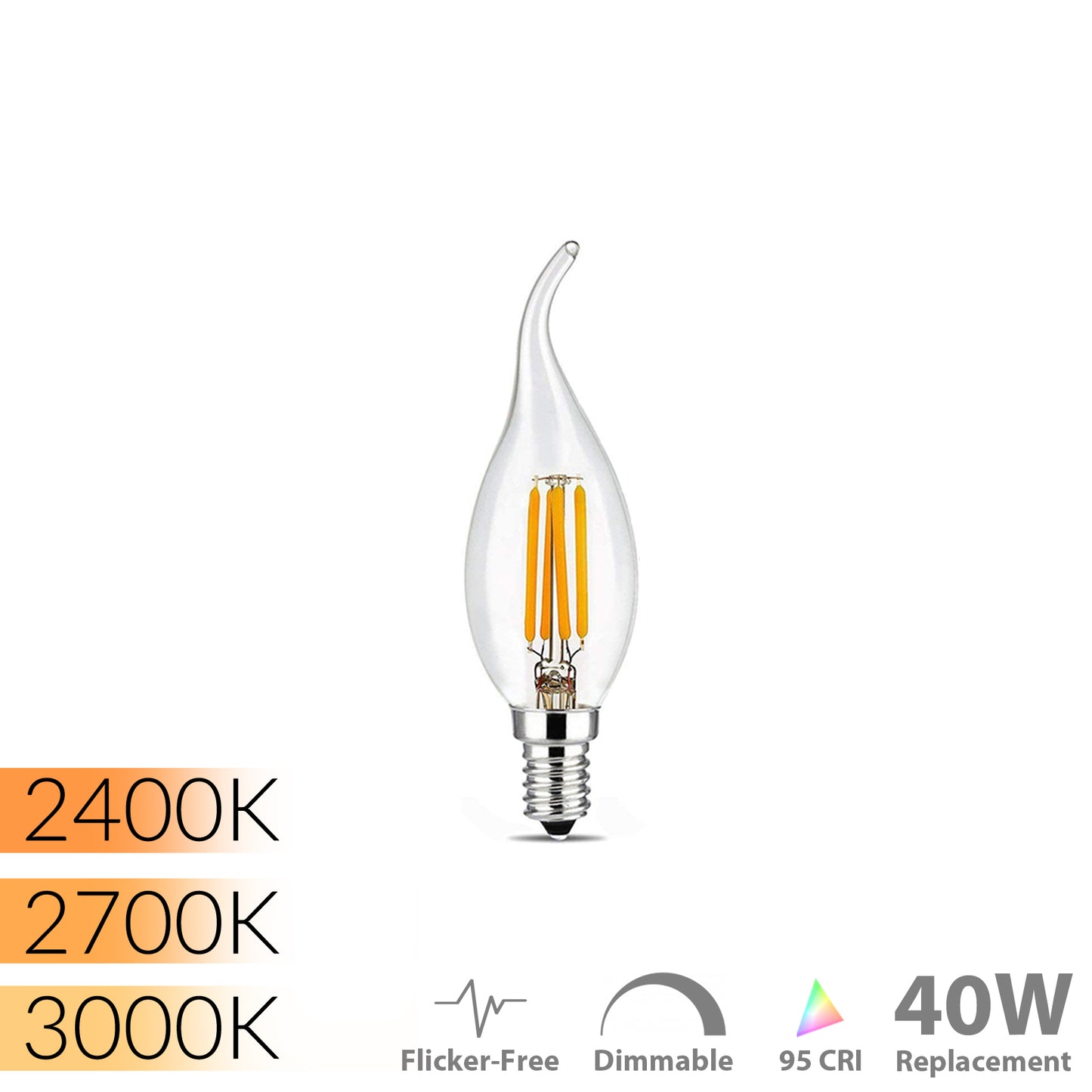 ModernVintage™ 95 CRI Candelabra LED Filament Bulb for Home & Residential