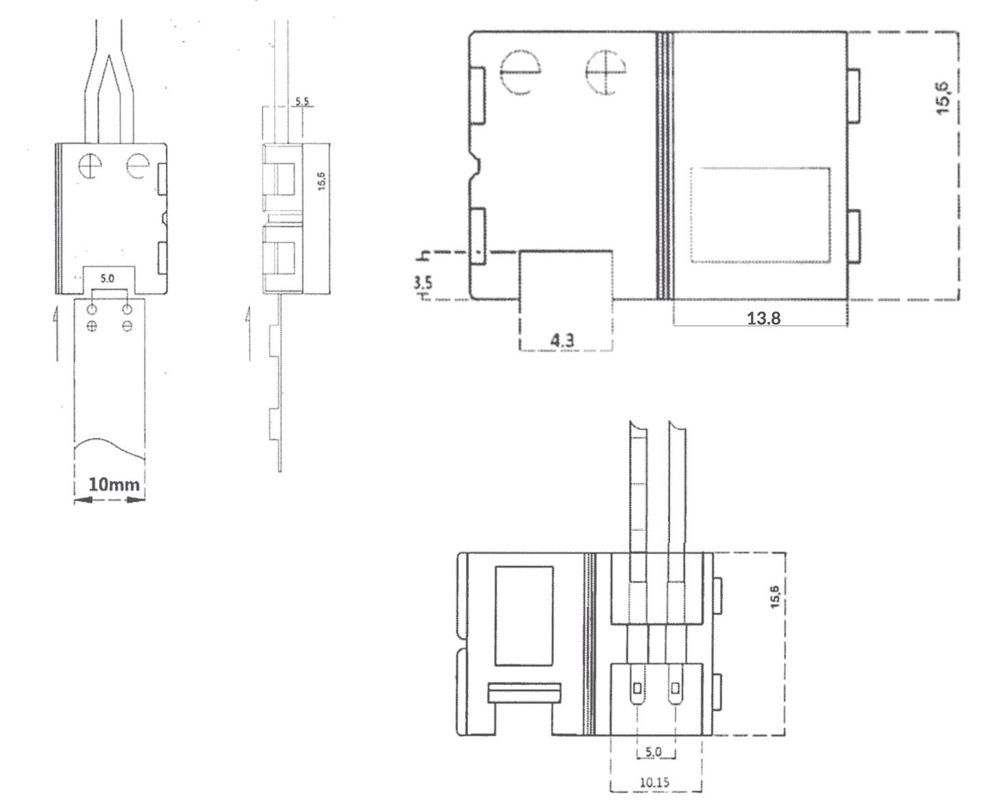 PN 3070 | LED Strip to Wire | Solderless Connector Cable for Single Color LED Strip - 10 PACK