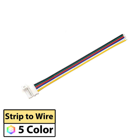 PN 3075 | LED Strip to Wire | Solderless Connector Cable for 5-in-1 LED Strip - 10 PACK