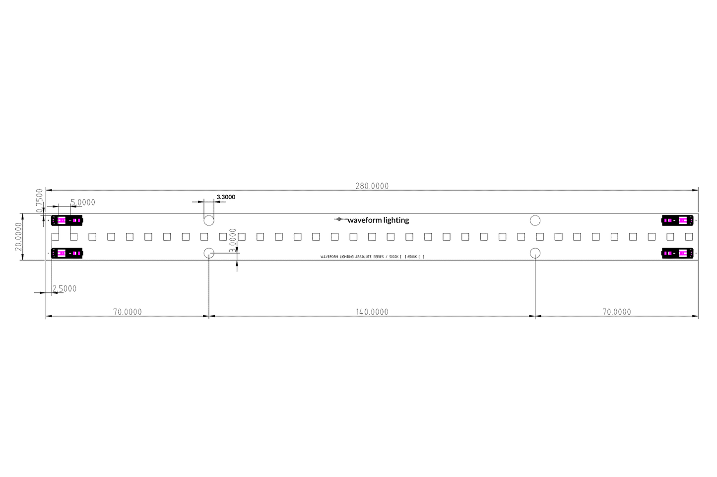 ABSOLUTE SERIES™ LED Linear Module - 99 CRI - 1 ft / 280 mm MCPCB