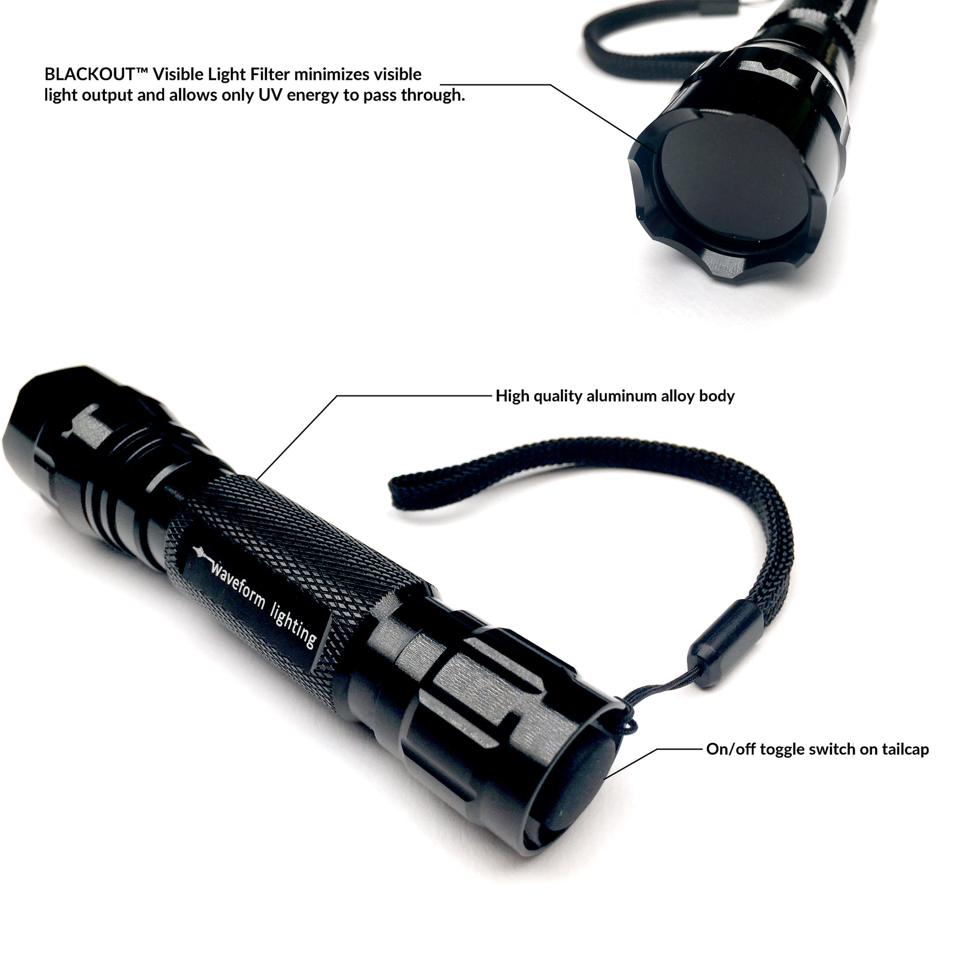 realUV™ LED Flashlight with BLACKOUT™ Filter Technology – Waveform Lighting